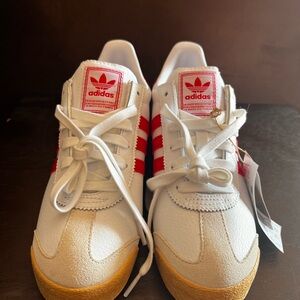 Adidas White and Red Sneakers Classic Low-Top Design